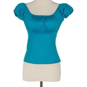 Pinup couture peasant top blue